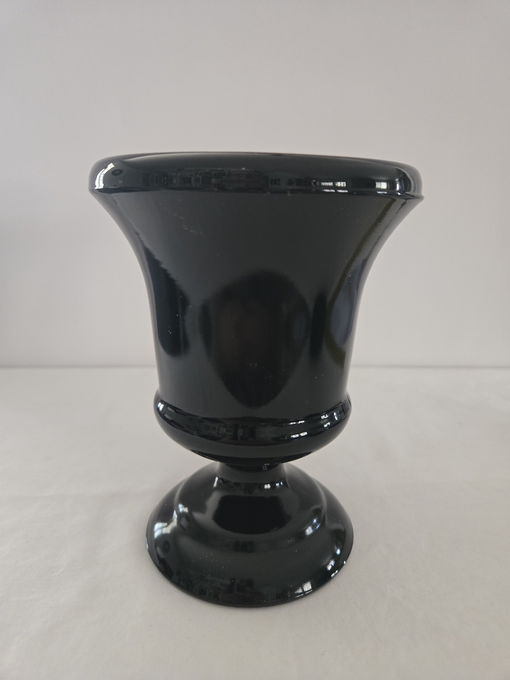 Vintage Black Amethyst Glass Chalice Urn Vase